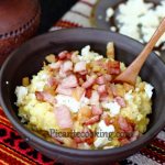 Banosh with cracklings and feta cheese