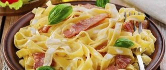 carbonara with bacon and cream