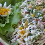 Crab salad with cucumber and corn - 6 classic recipes