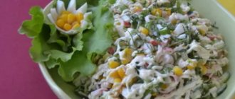 Crab salad with cucumber and corn - 6 classic recipes