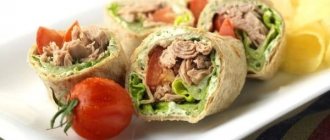 Lavash with canned tuna. Recipe with egg, cheese, cucumber, herbs 