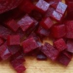 Pickled beets should be cut into cubes