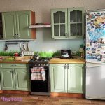 Updated kitchen with old refrigerator