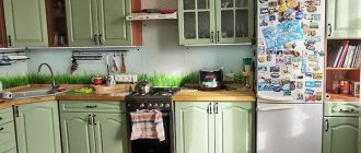 Updated kitchen with old refrigerator