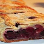Step-by-step recipe for strudel with cherries made from puff pastry