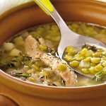Various soups in a slow cooker