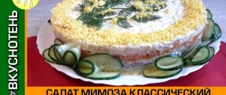 Classic mimosa salad recipe with saury and green onions