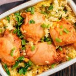 Rice with chicken in the oven. Recipe on a protvina, in a sleeve, in foil step by step 