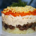 Fox coat salad recipe with mushrooms Finely chop the dill