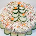 Classic Olivier salad with fresh cucumber