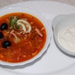 Solyanka with sausage and cabbage