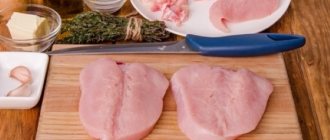 Turkey steak in a frying pan. Recipe with soy sauce, garlic step by step 