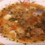 Fresh frozen mackerel soup with millet