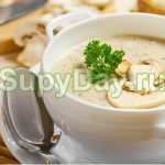 Puree potato soup with mushrooms