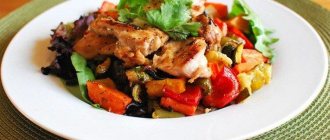 Warm salad with vegetables and chicken without mayonnaise for the holiday table - recipes