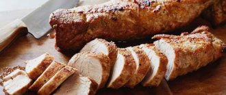 Pork tenderloin. Recipes for cooking in the oven, slow cooker, grill, frying pan, in foil with prunes, potatoes, vegetables, mushrooms 