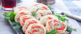 Lavash appetizer with salmon and curd cheese - recipes